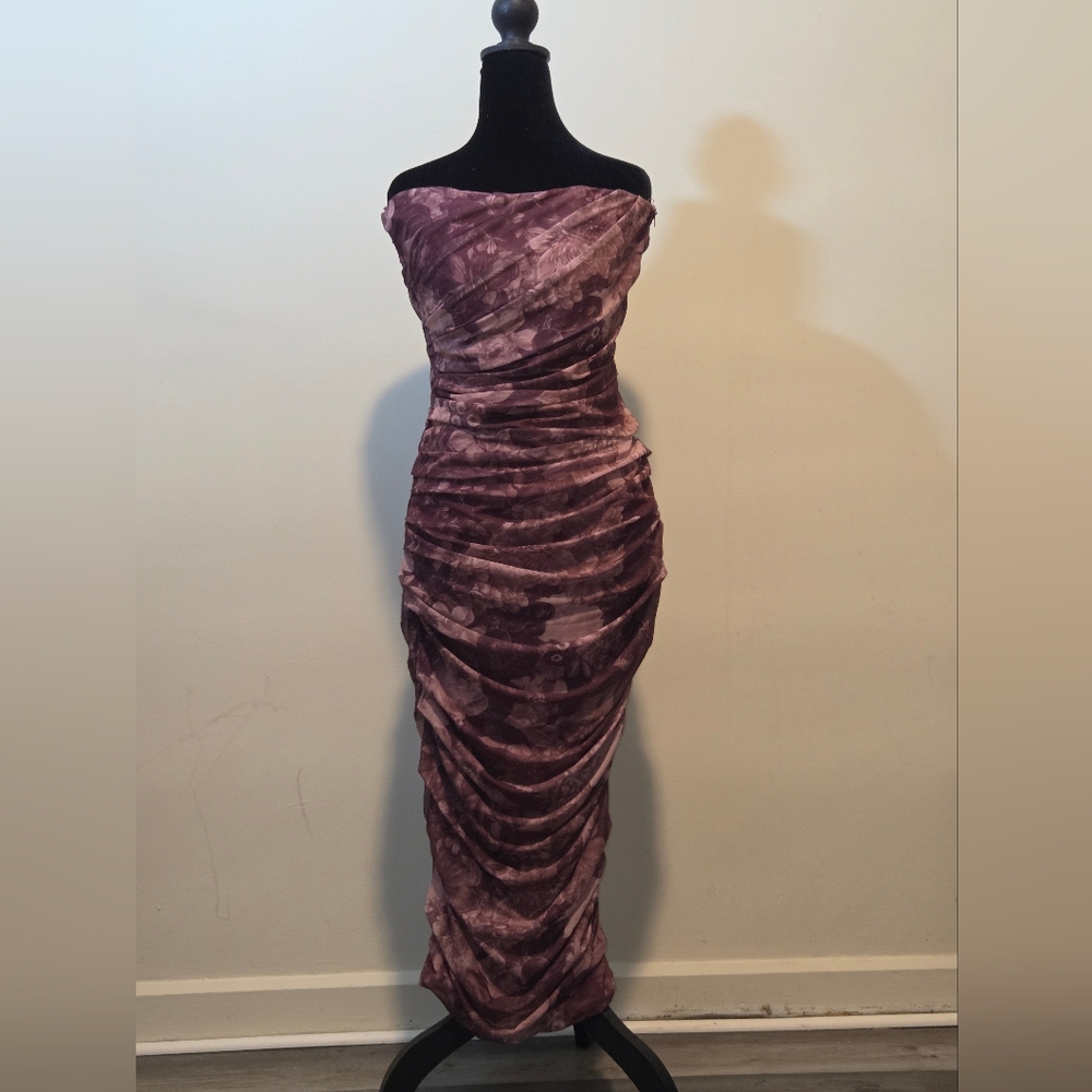 Elegant Purple Ruched Women's Dress